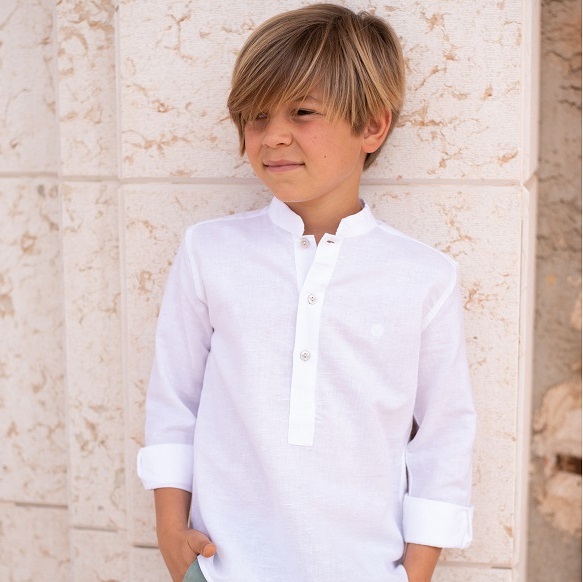 Camisa polera blanca lino