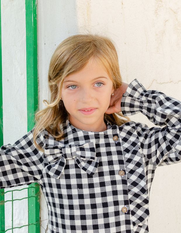 Camisa niña vichy negra
