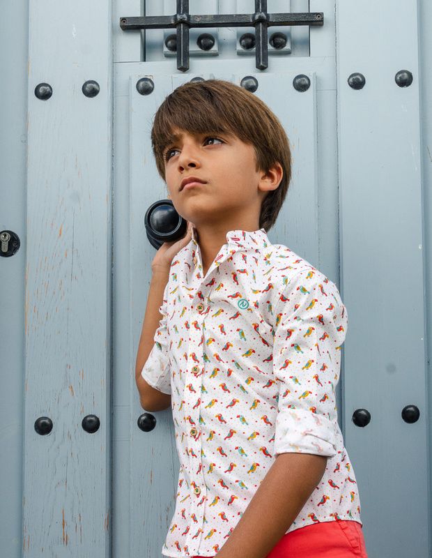 2313 Camisa niño estampado pajaro