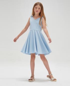 584621 Vestido junior en doble tela fantasía