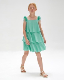 [584630] 584630 vestido junior en crep y plumas