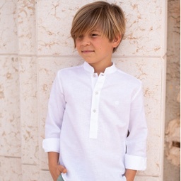 Camisa polera blanca lino