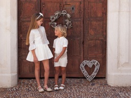 [13052A] 13052A Vestido talle alto lino crudo guipur